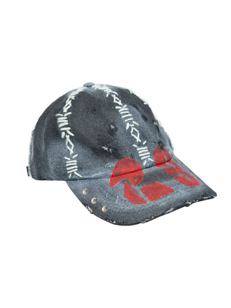 Handmade Thorn Embroidery Graffiti Design Cap WN21081