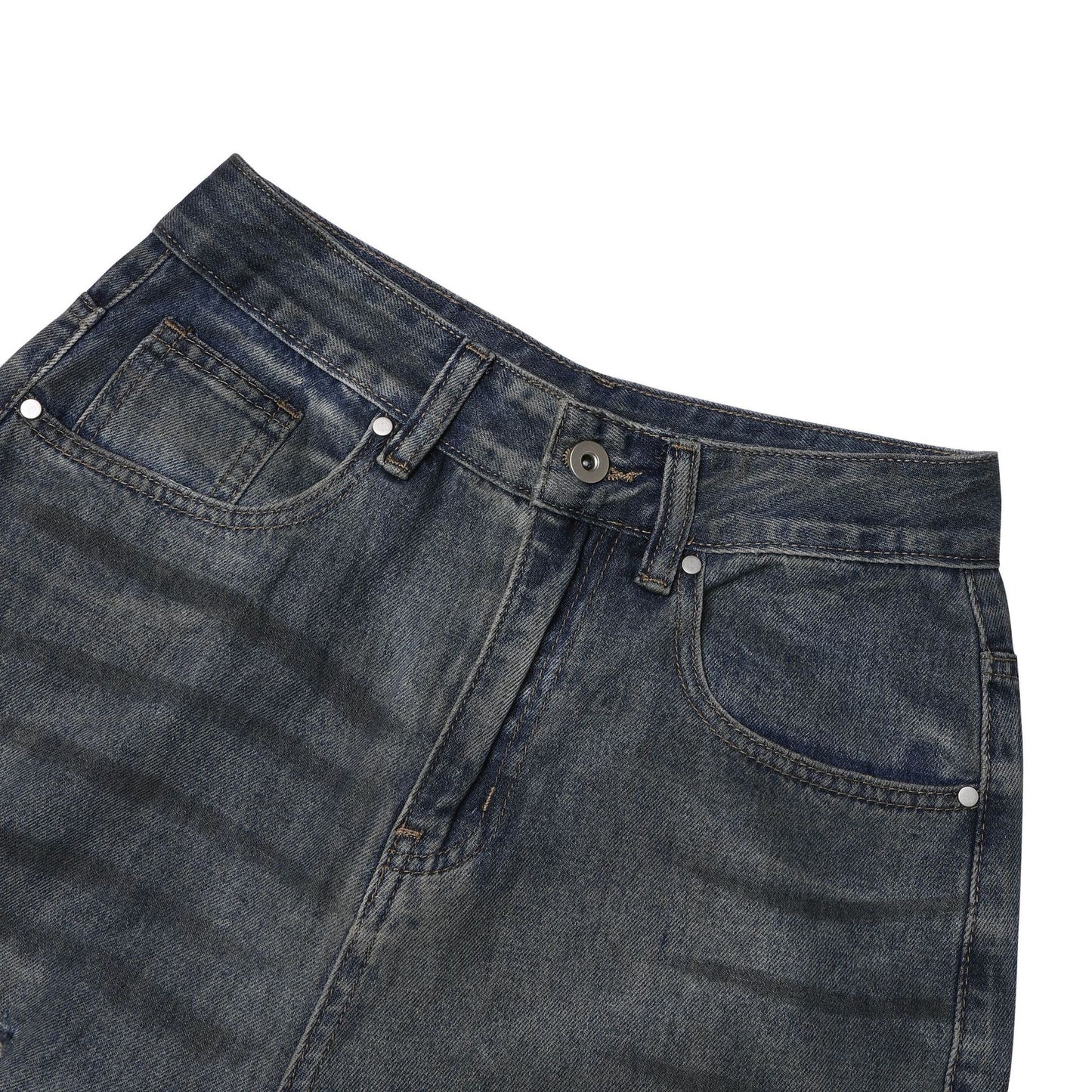 Washed Damage Wide Leg Denim Jeans WN26087