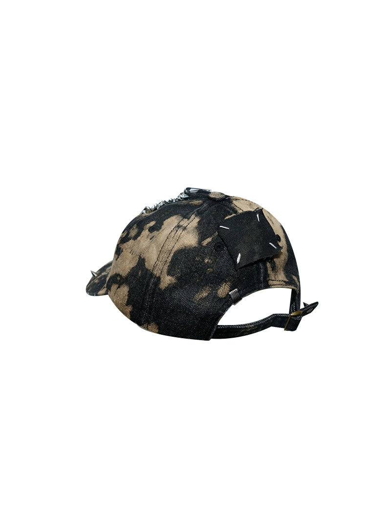 Cross Metal Hollow Tie-Dye Washed Cap WN21113