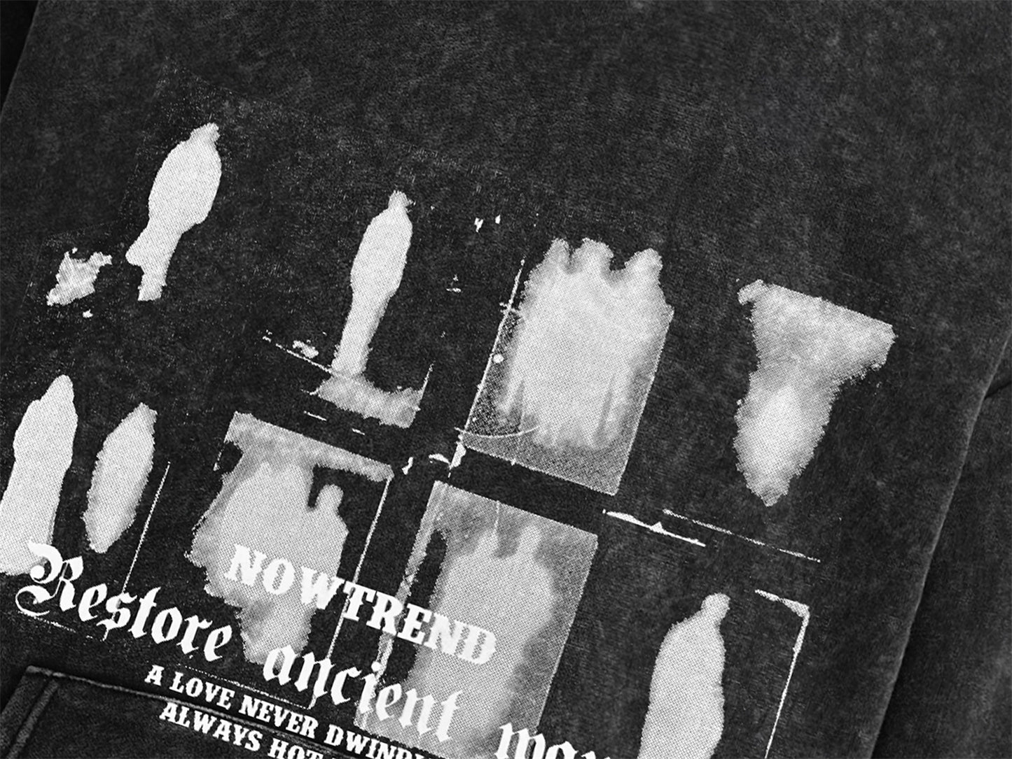 Washed Silhouette Print Oversize Hoodie WN11534