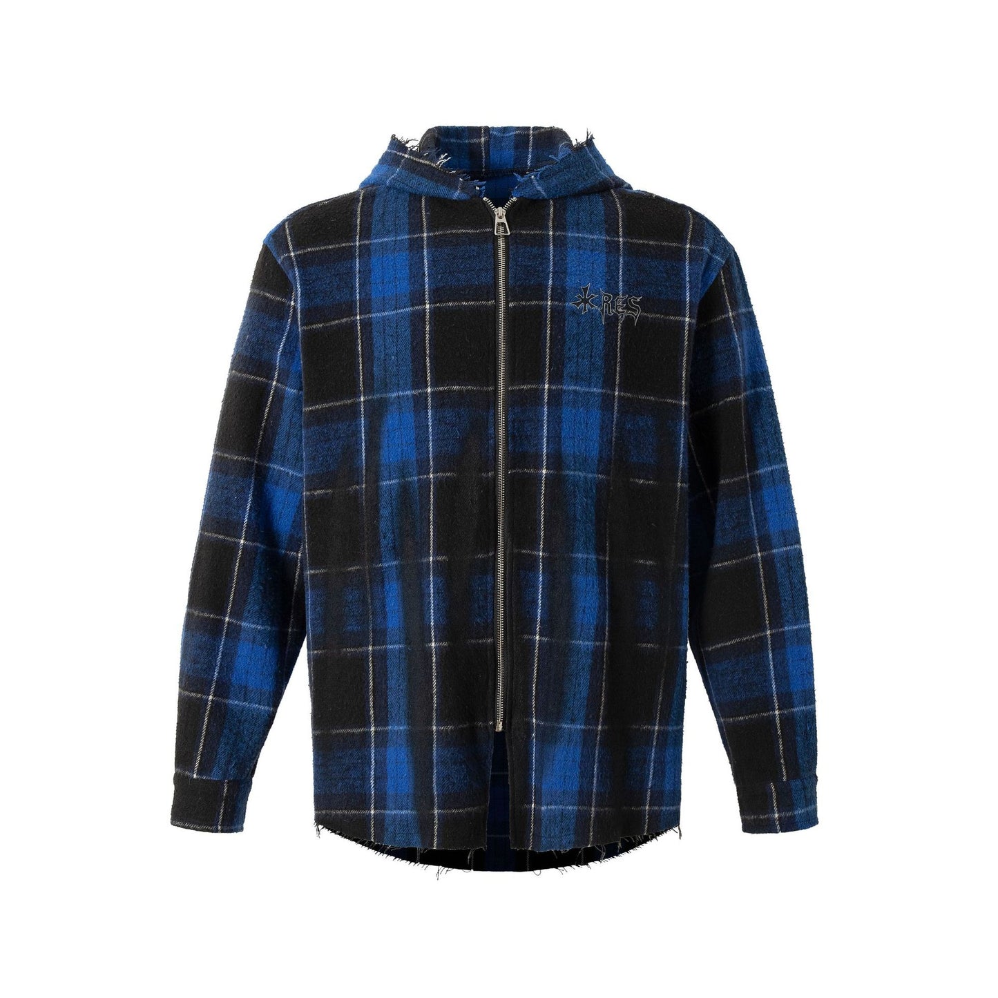 Gothic Print Plaid Zipper Hoodie WN11305