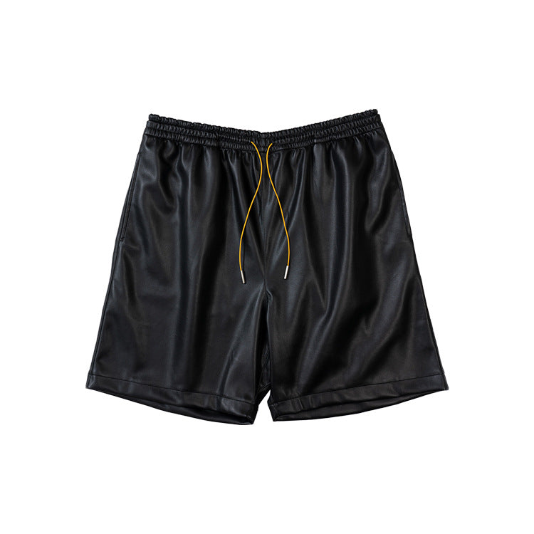 Split-Hem PU Leather Wide-Leg Short Pants WN12495