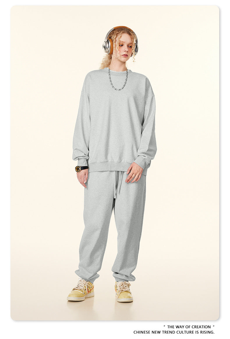 Oversize Heavyweight Basic Round Neck Sweatshirt WN9929
