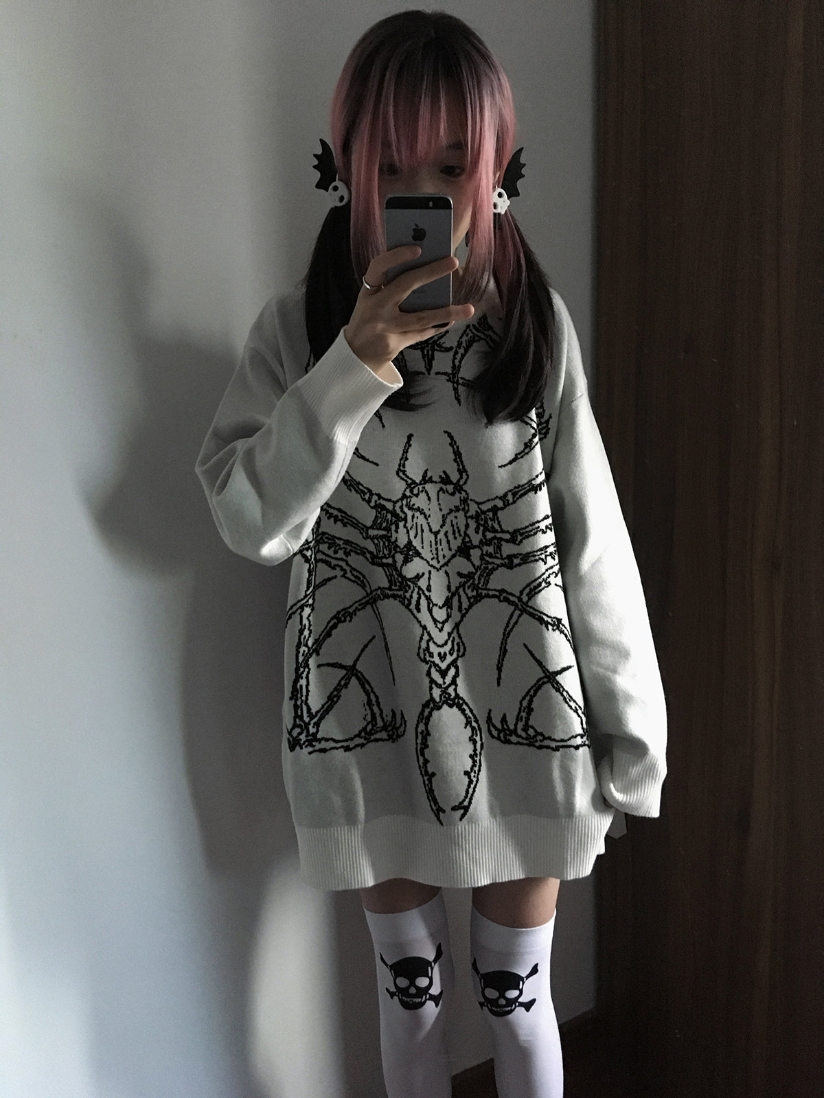 Oversize Gothic Design Knit Sweater WN15604