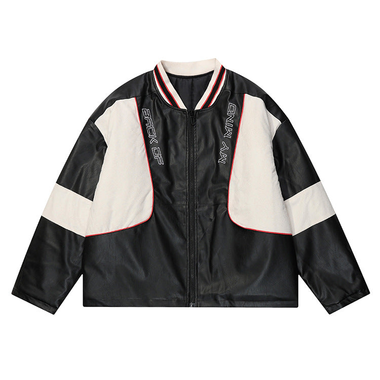Embroidery Patchwork Fleece Linning Baseball Jacket WN12339