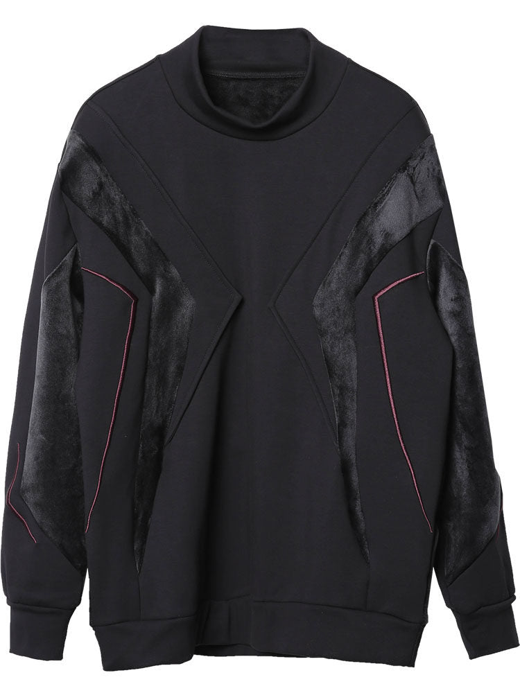 Deconstruct High-Neck Fleece Lining Long Sleeve T-Shirt WN22507