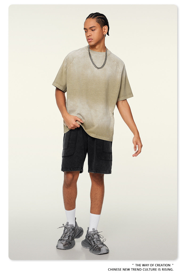 Washed Gradient Raglan Sleeve T-Shirt WN6065