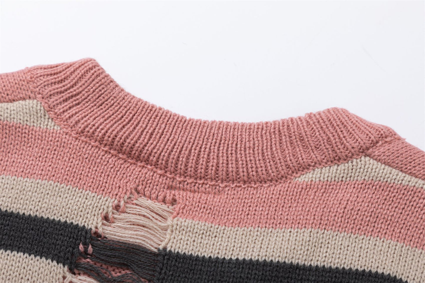 Striped Frayed Hem Knit Vest WN11410