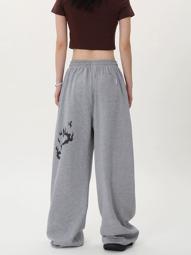 Graphic Heart Design Wide Leg Sweatpants WN17152