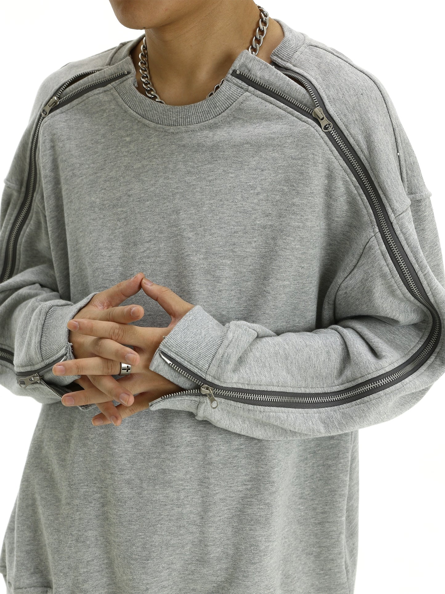 Zipper Design Patchwork Sweatshirt WN5768