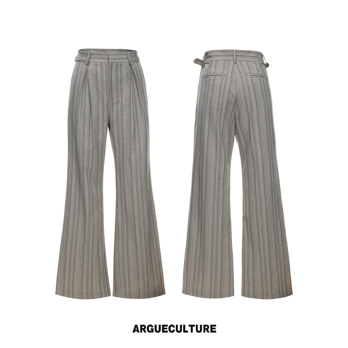 Cuban-Collar Stripe Short Sleeve Shirt & Wide Leg Pants Setup WN27022