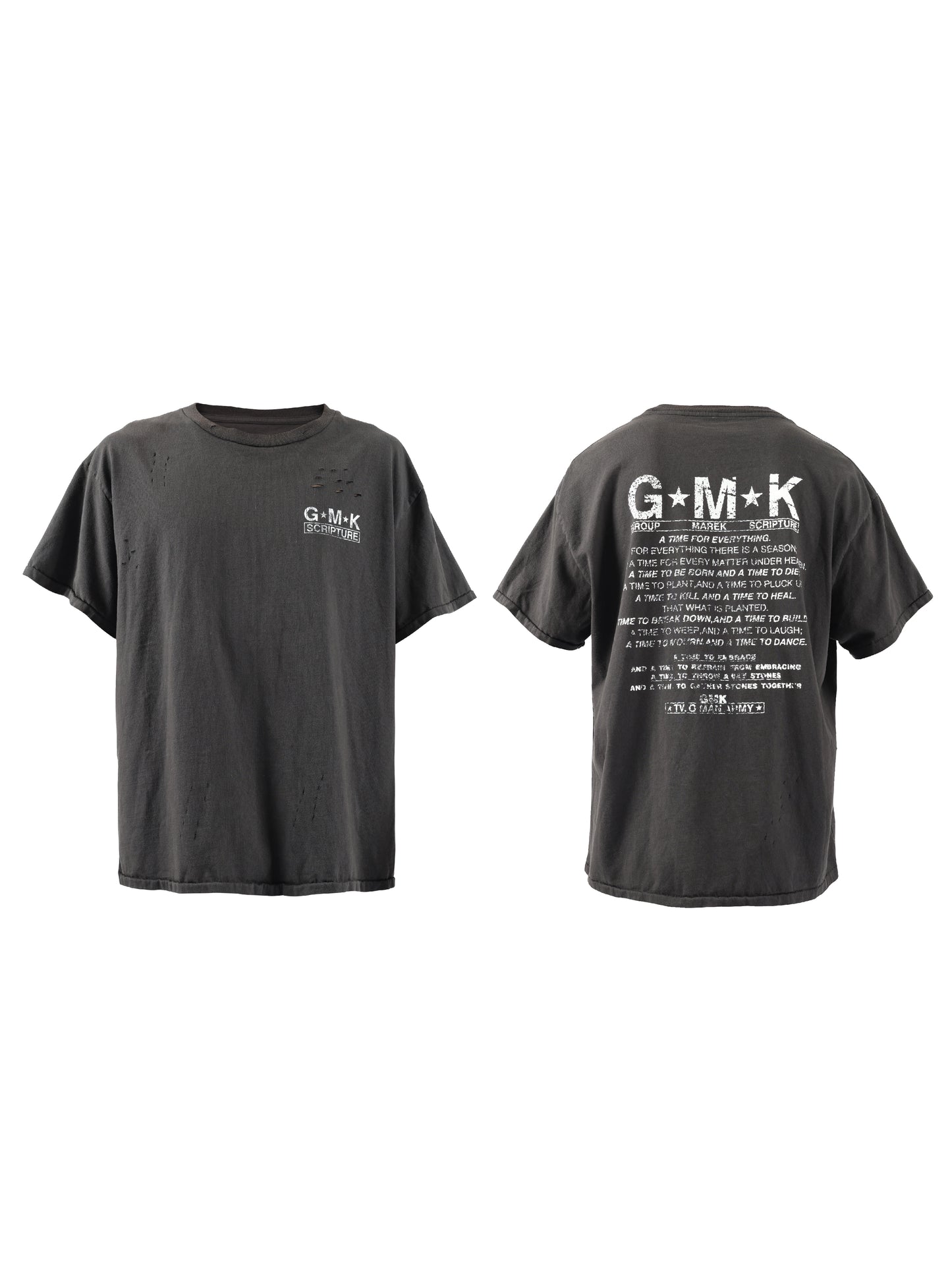 Graphic Letter Wash Damage Short Sleeve T-Shirt WN17265