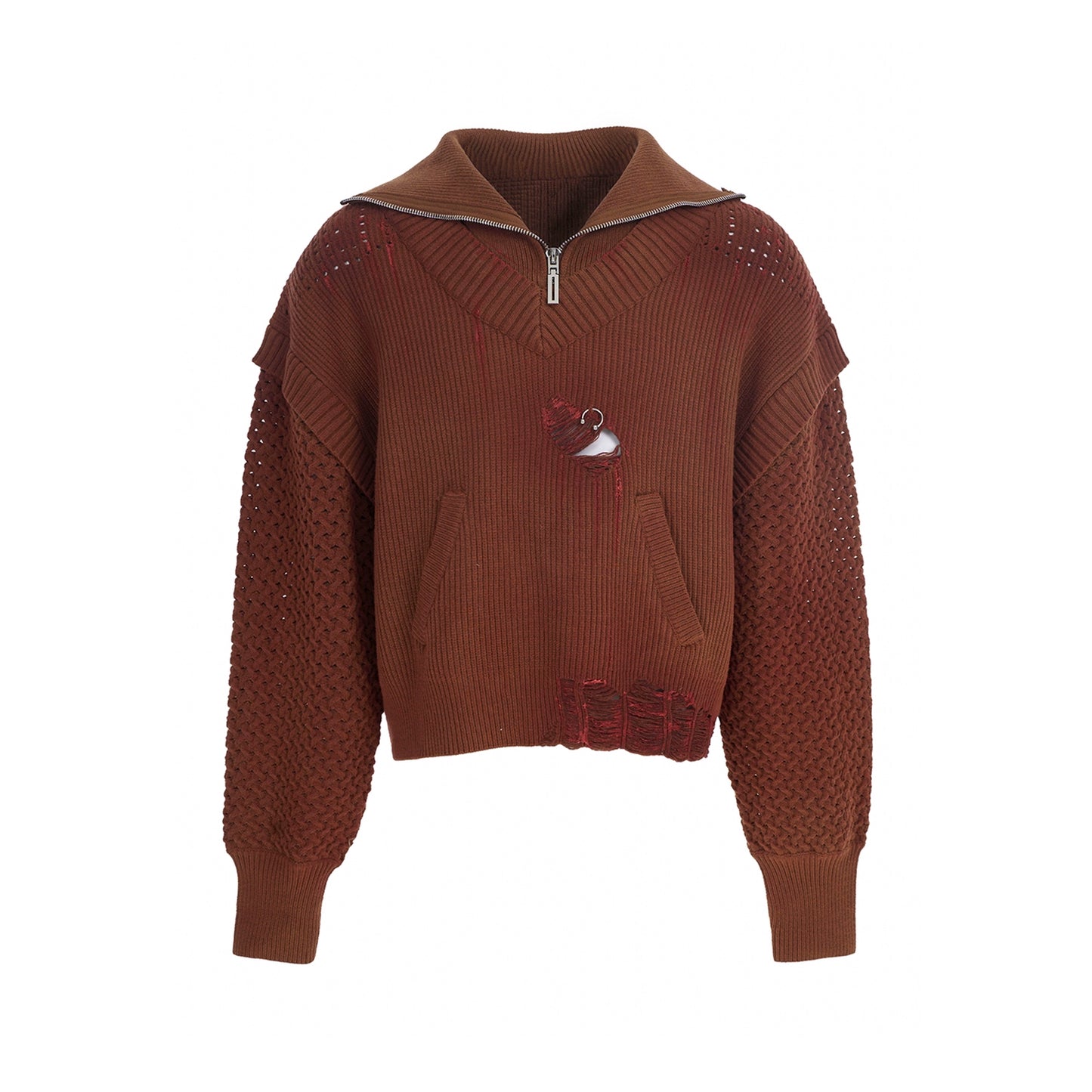 Spray-Paint Fake Layered Knit Sweater WN12117