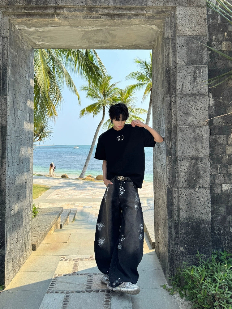 Pearl Embroidery Heavyweight Short Sleeve T-Shirt WN20742