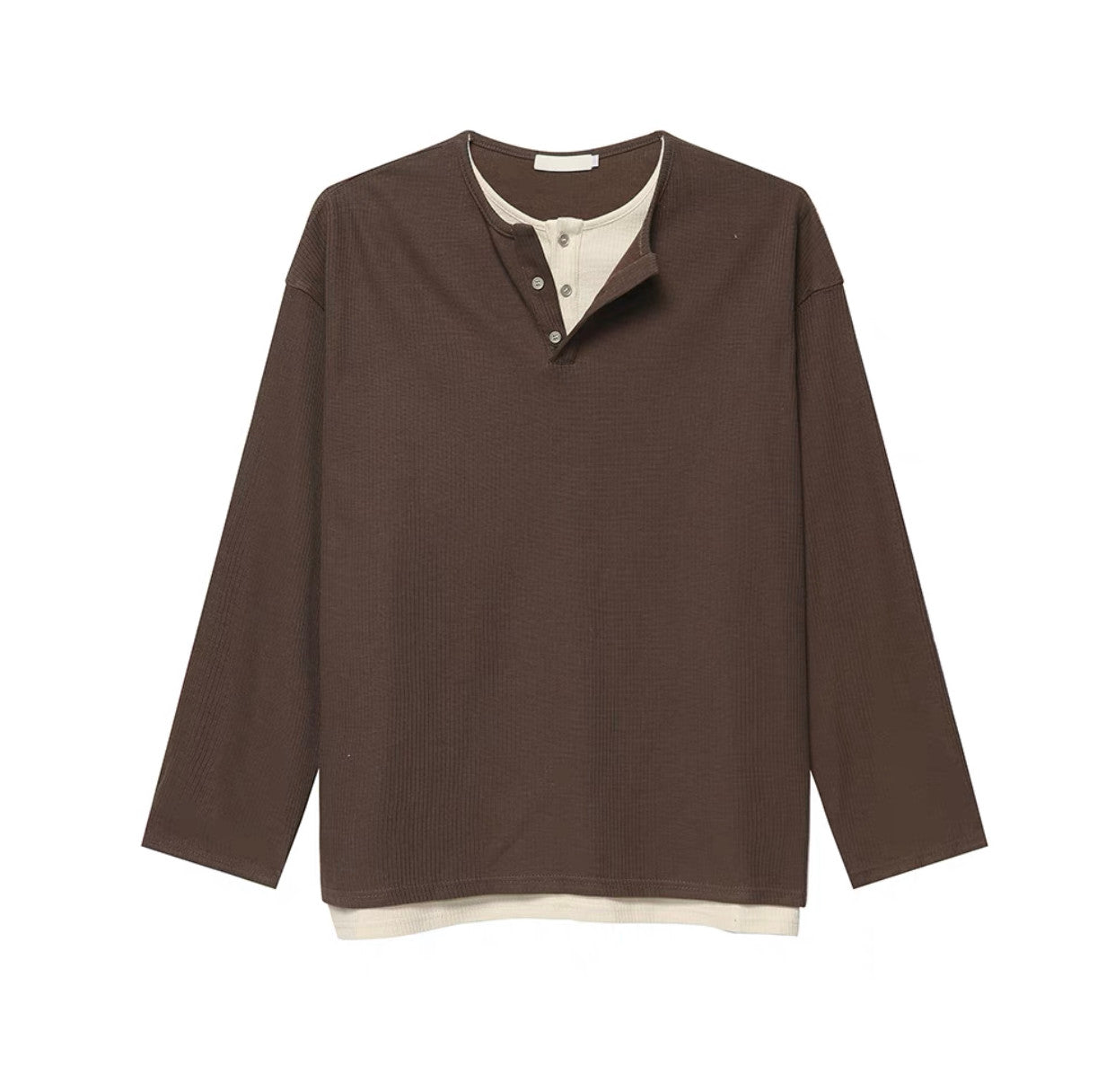Fake Layered Button Long Sleeve T-Shirt WN25163