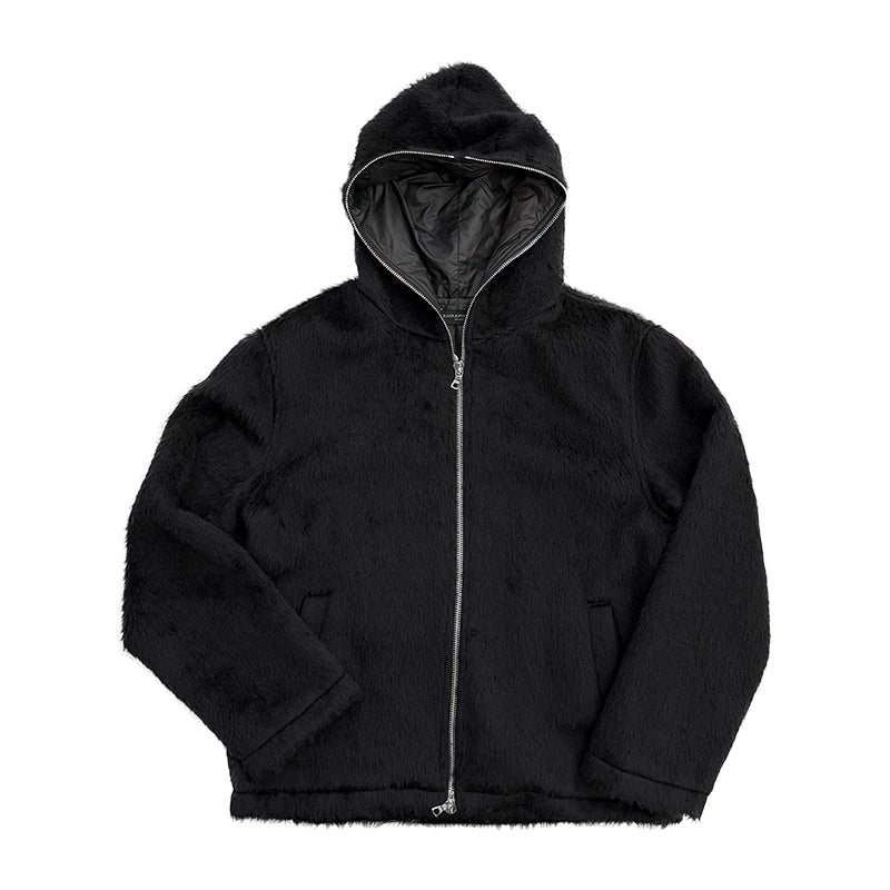 Double Zipper Fake Fur Hoodie WN17640