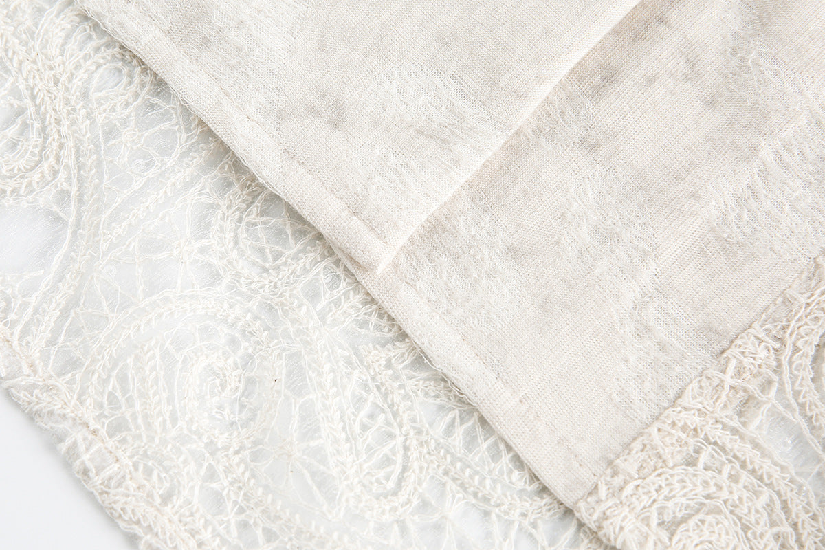 Graffiti Lace Cutout Short Sleeve Shirt WN16181