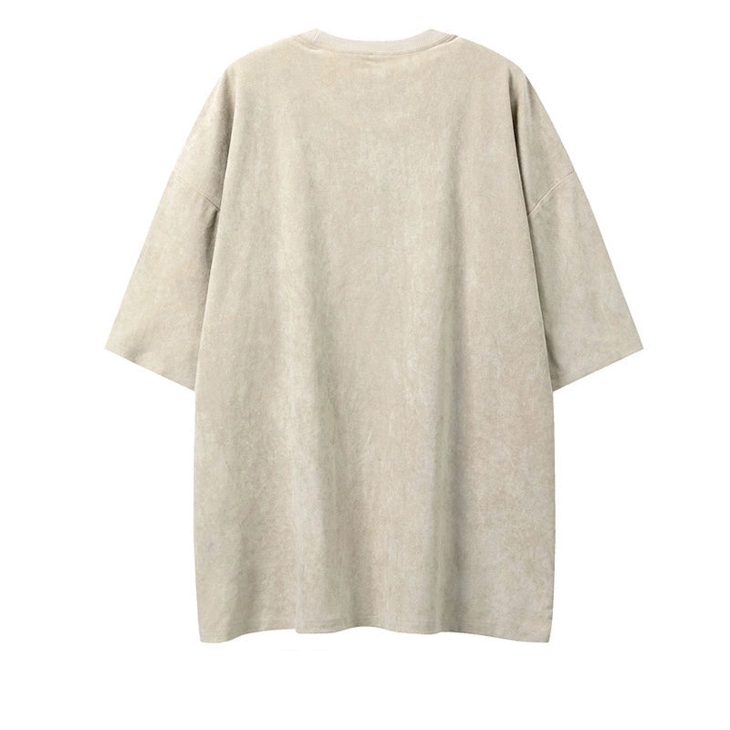 Skull Print Suede Short Sleeve T-Shirt WN16401