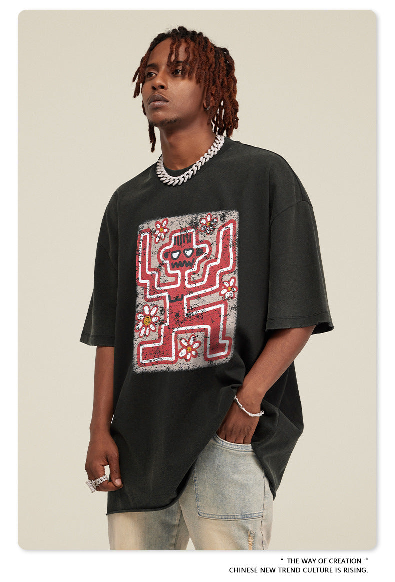 Washed Print Short Sleeve T-Shirt WN7824