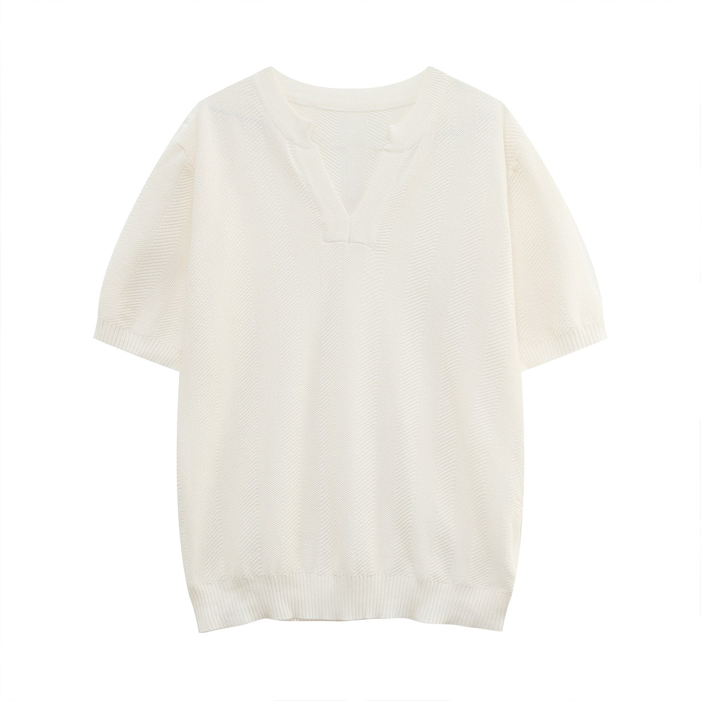 Texture V-Neck Knit T-Shirt WN24918