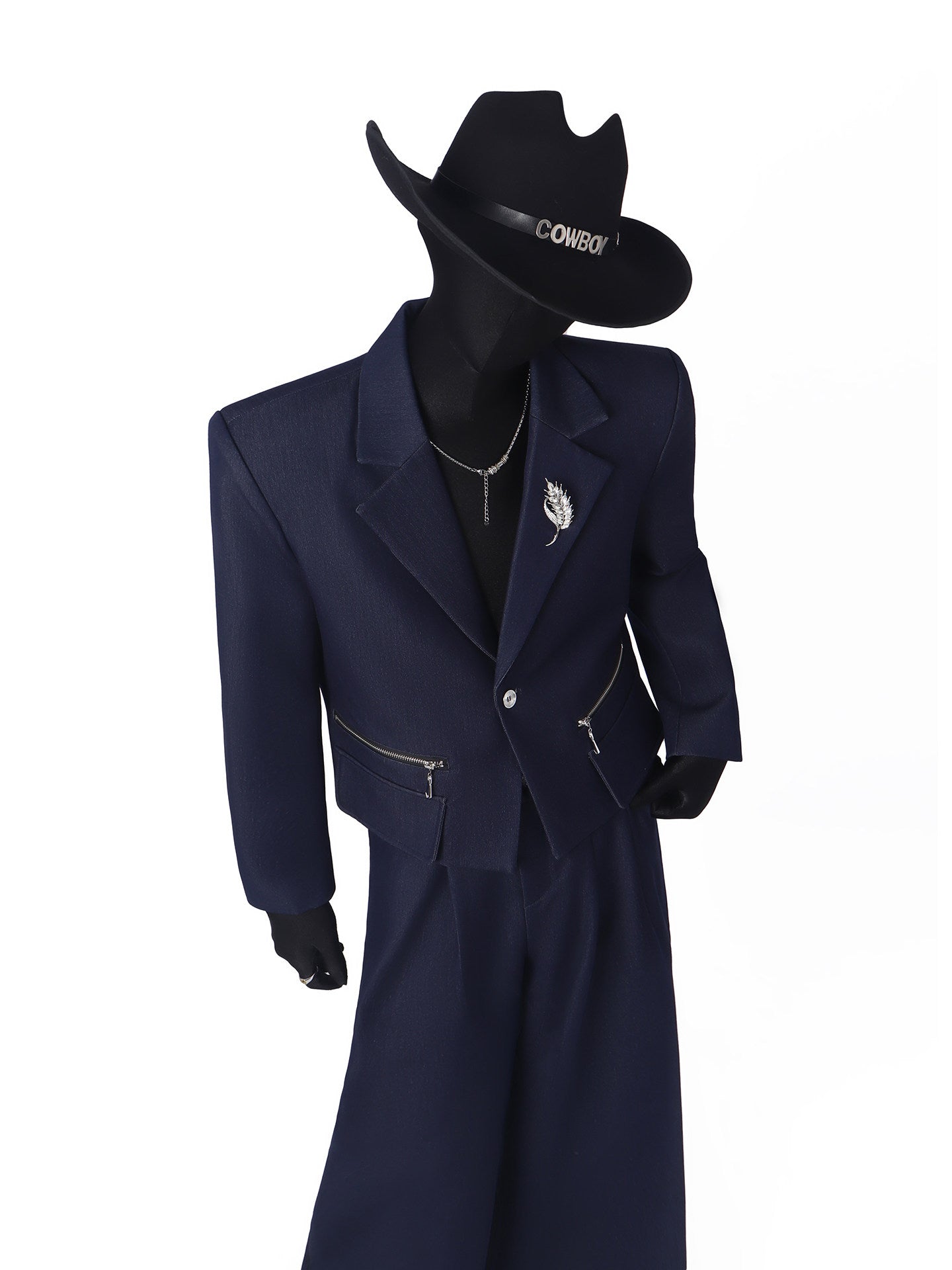 Short Tailored Jacket & Wide-Leg Straight Trousers Setup WN23756