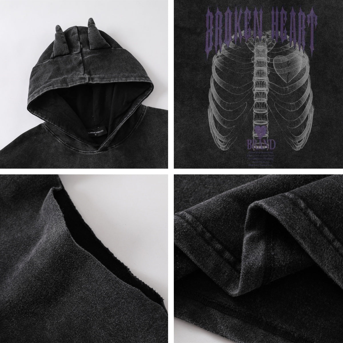 Skeleton Print Sleeveless Hooded Tank Top WN15051