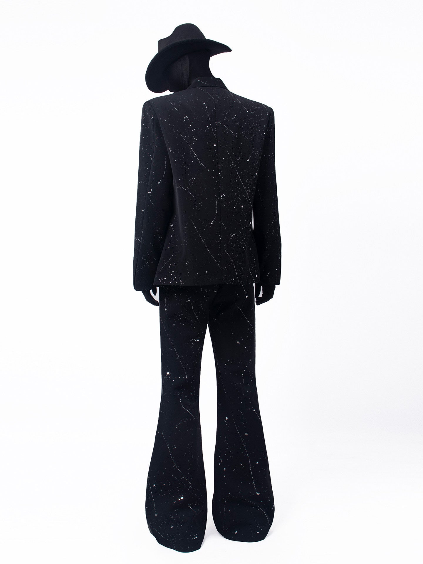 Gold Foil Star Design Shoulder-Pad Tailored Jacket & Chain Decoration Trousers Setup WN23767