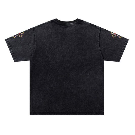 Washed Cross Print Heavyweight T-Shirt WN26828