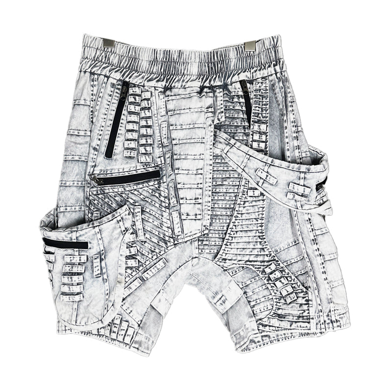 Asymmetric Utility Pocket Drop-Crotch Half Pants WN13950