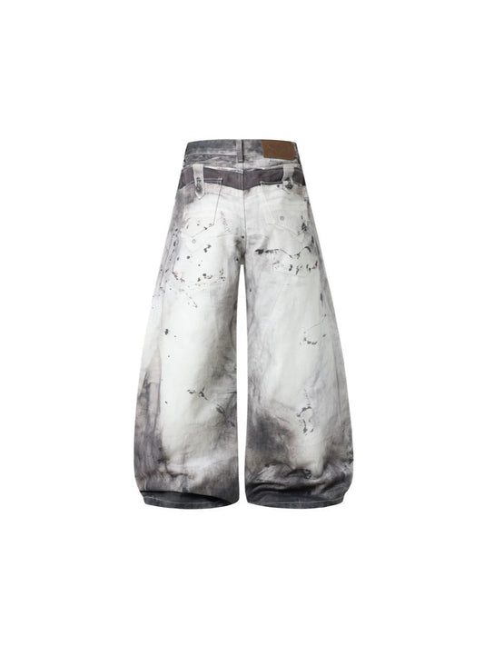 Washed Paint Wide Leg Denim Jeans WN27814
