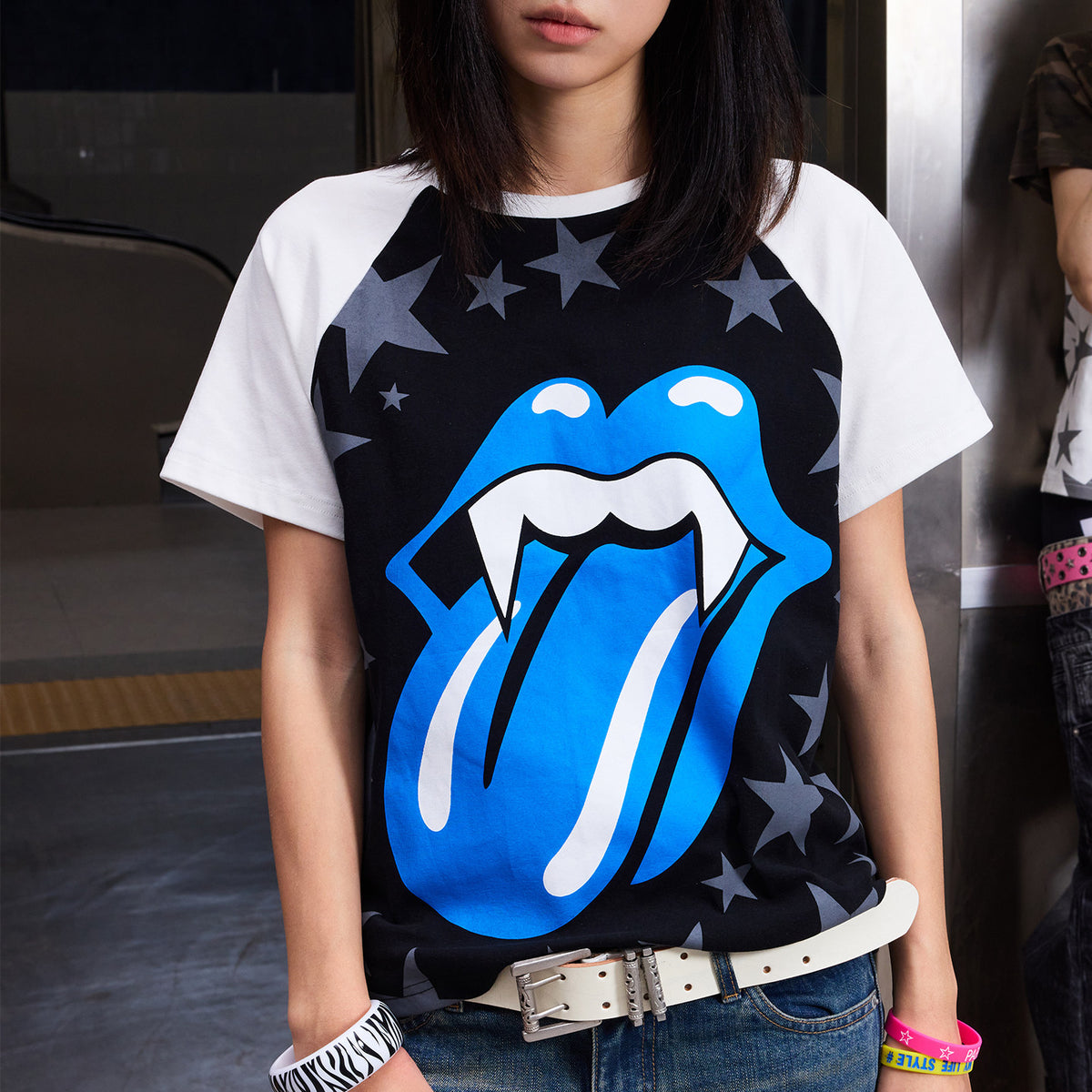 Raglan Camo Star Lip Graphic Print Long Sleeve T-Shirt & Short Sleeve Shirt WN27192