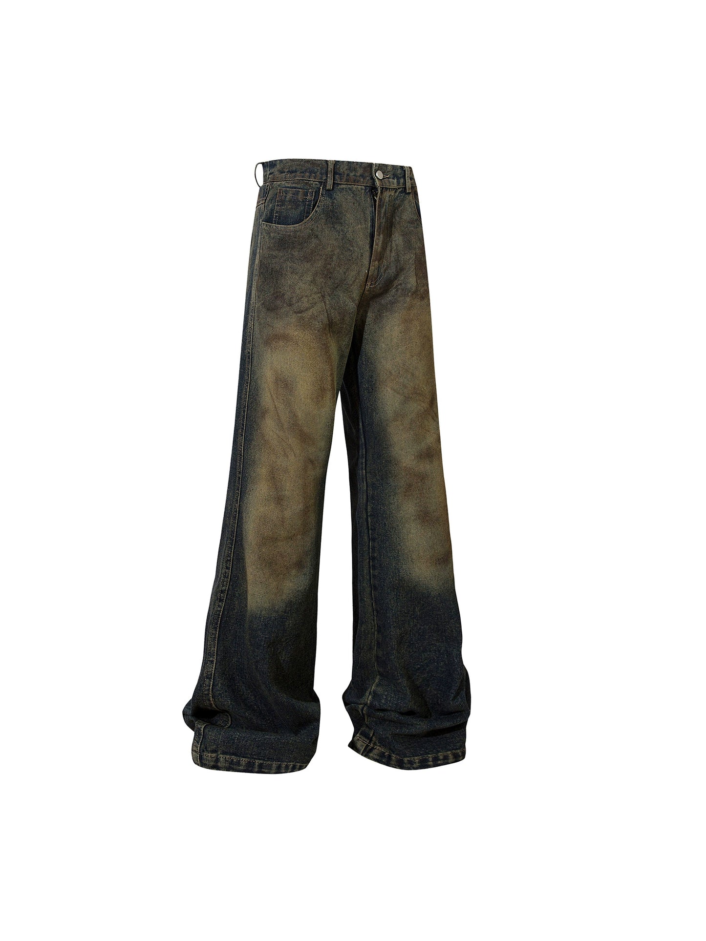 Mud Dye Design Wide Leg Denim Jeans WN18136