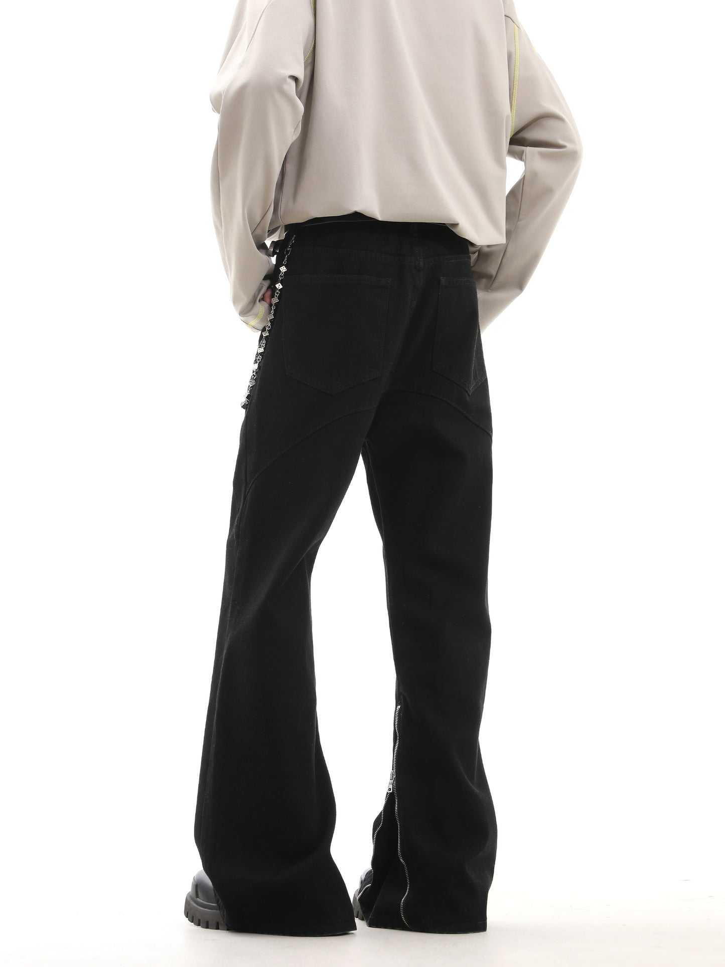 Side Zipper Design Flare Denim Jeans WN15653