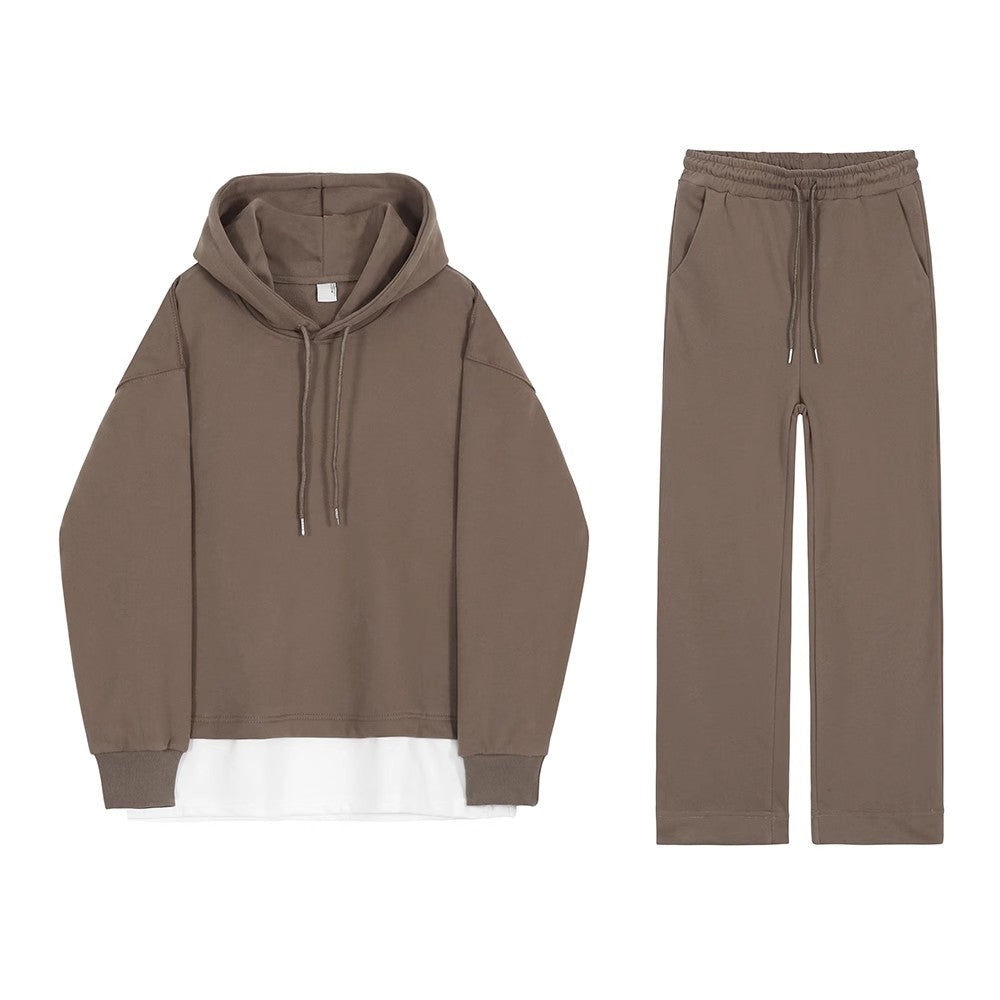 Fake Layered Hoodie & Wide-Leg Sweatpants 2 piece Set WN6690