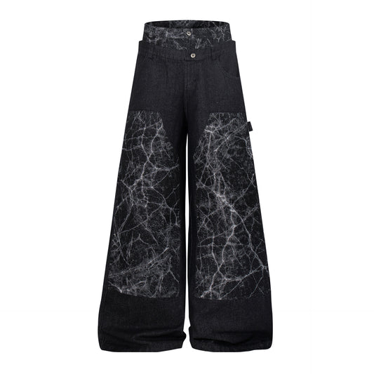 Heavy Wash Workwear Wide Leg Denim Jeans WN25653