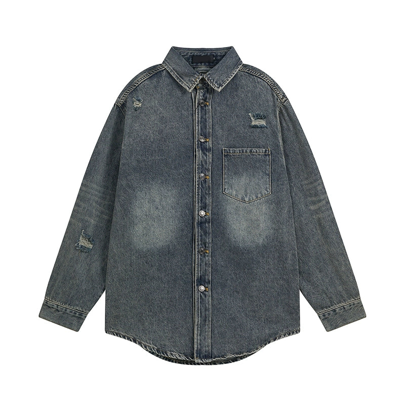 Oversize Denim Long Sleeve Shirt WN5351