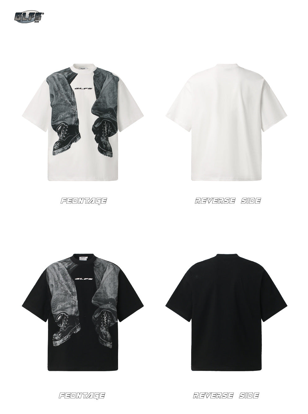 Denim Trompe-l'œil Print Cotton Short Sleeve T-Shirt WN26561