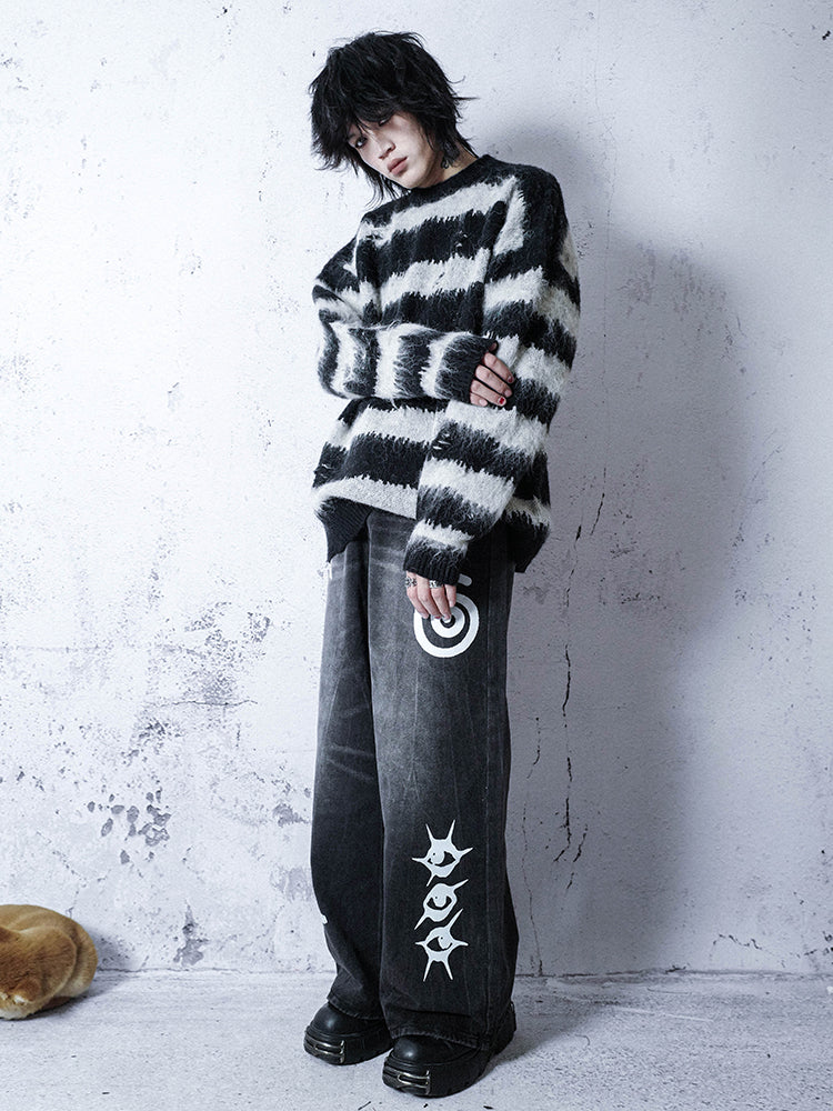 Stripe Oversize Knit Sweater WN15947