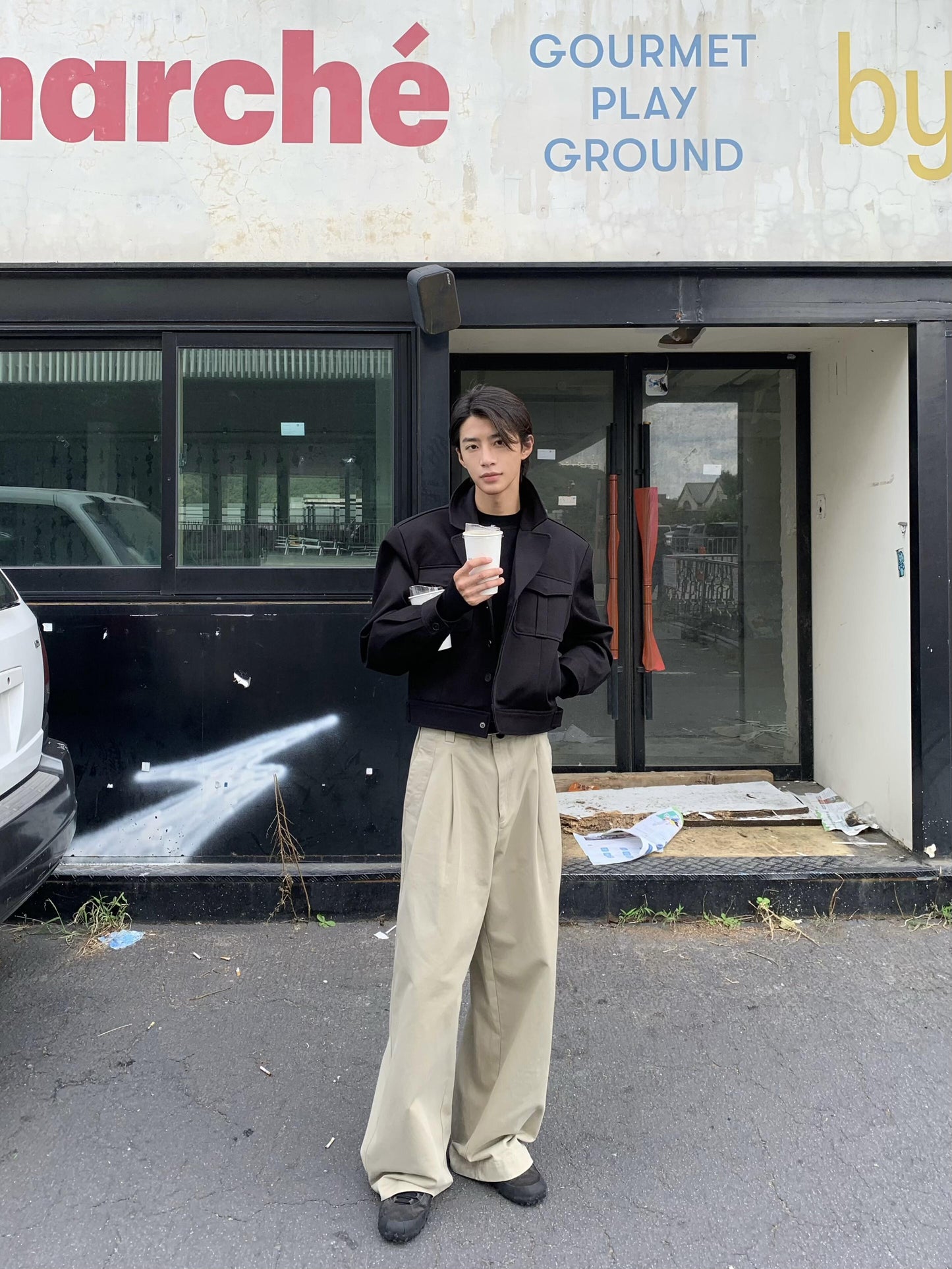 Double-Pleats Wide Leg Pants WN13794