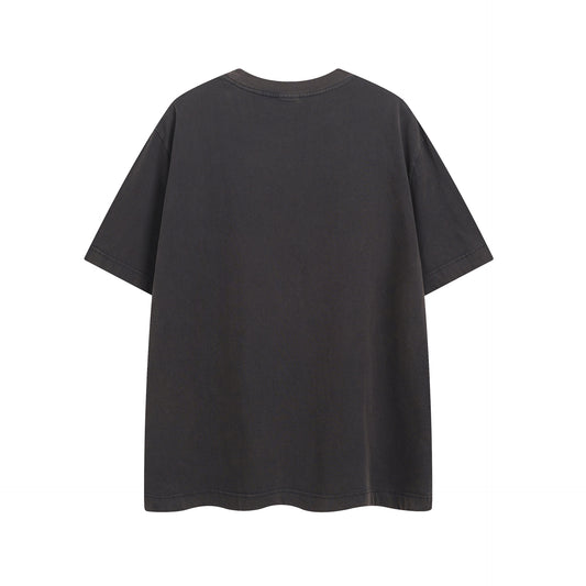 Washed Letter Print Short Sleeve T-Shirt WN25751