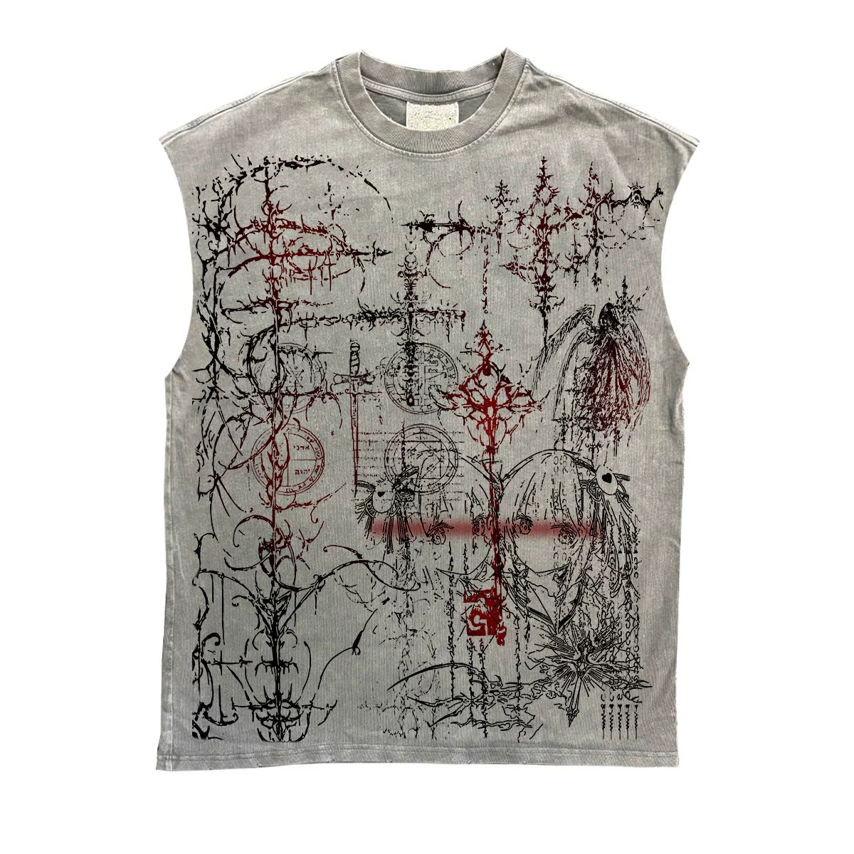 Illustration Design Washed Tank Top WN16854