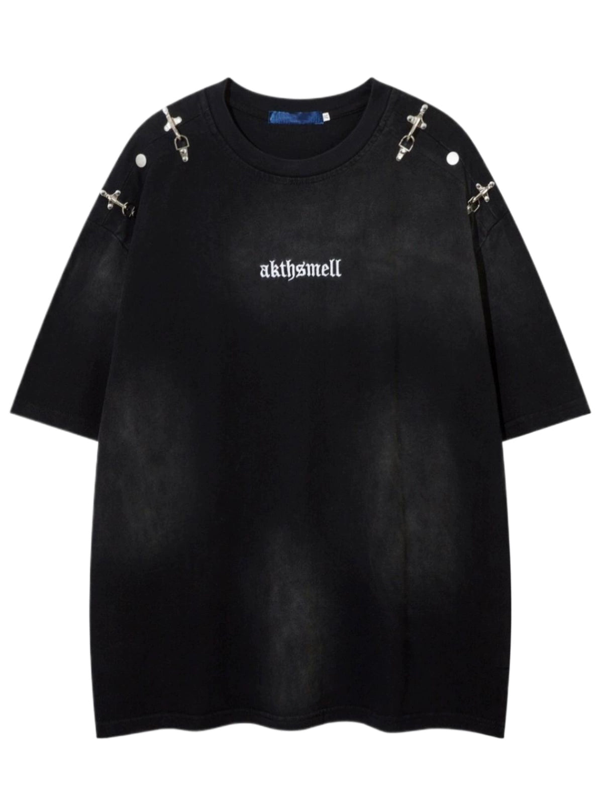 Metal Buckle Design Oversize Short Sleeve T-Shirt WN5861