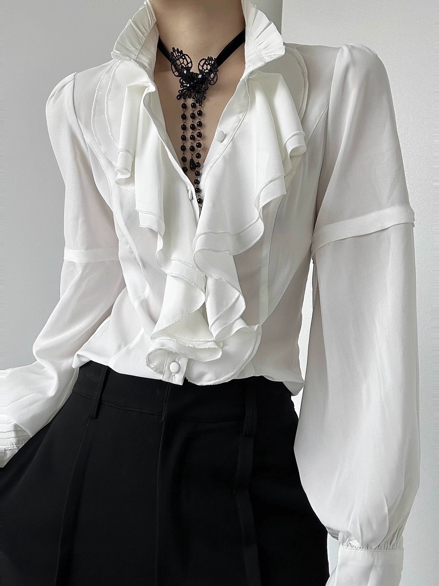 Long Tassel Lace Pendant Choker WN19656