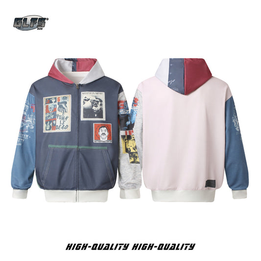 Heavyweight Patchwork Zip-Up Hoodie WN26554