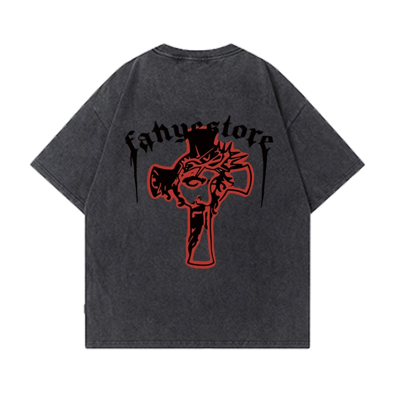 Graphic Letter Design Oversize Short Sleeve T-Shirt WN16605