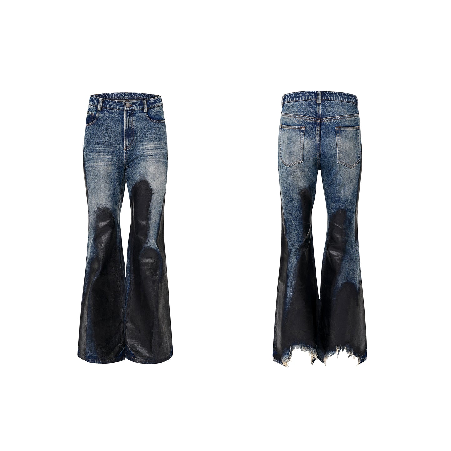 Wax Wash Damage Whisker Flare Denim Jeans WN21813
