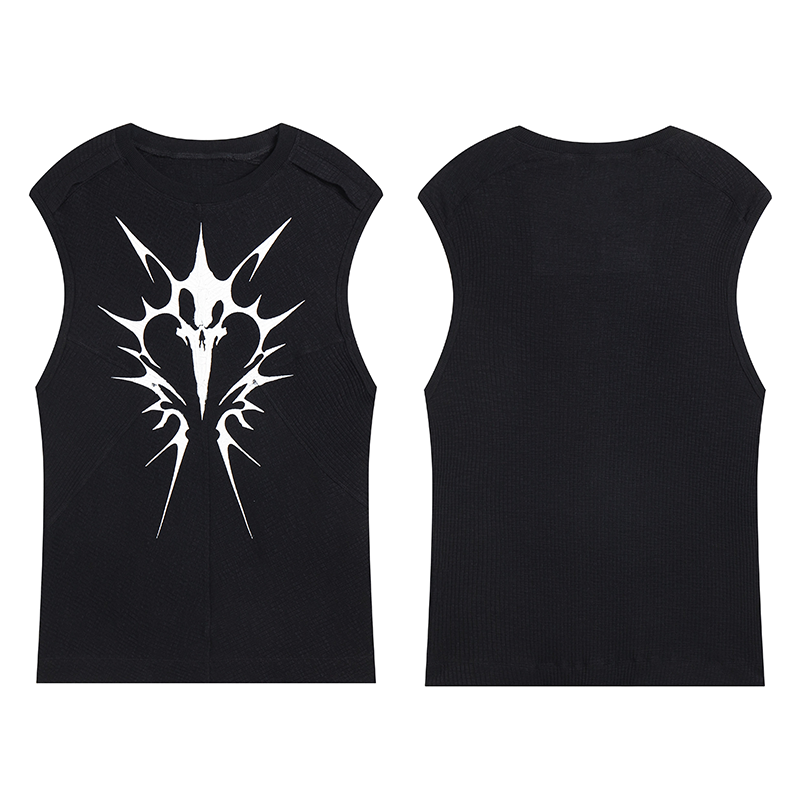 Stretch Ribbed Graphic Print Tank Top WN17030