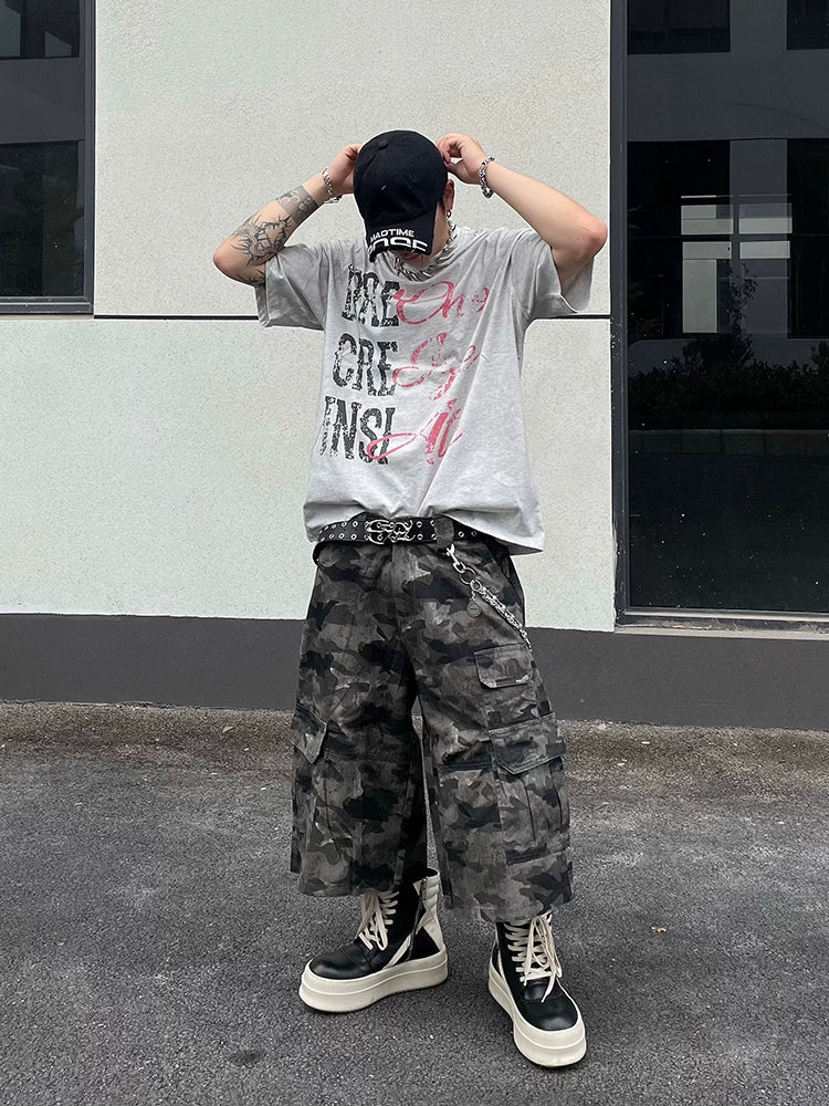 Camouflage Wide Leg Half Pants WN18826