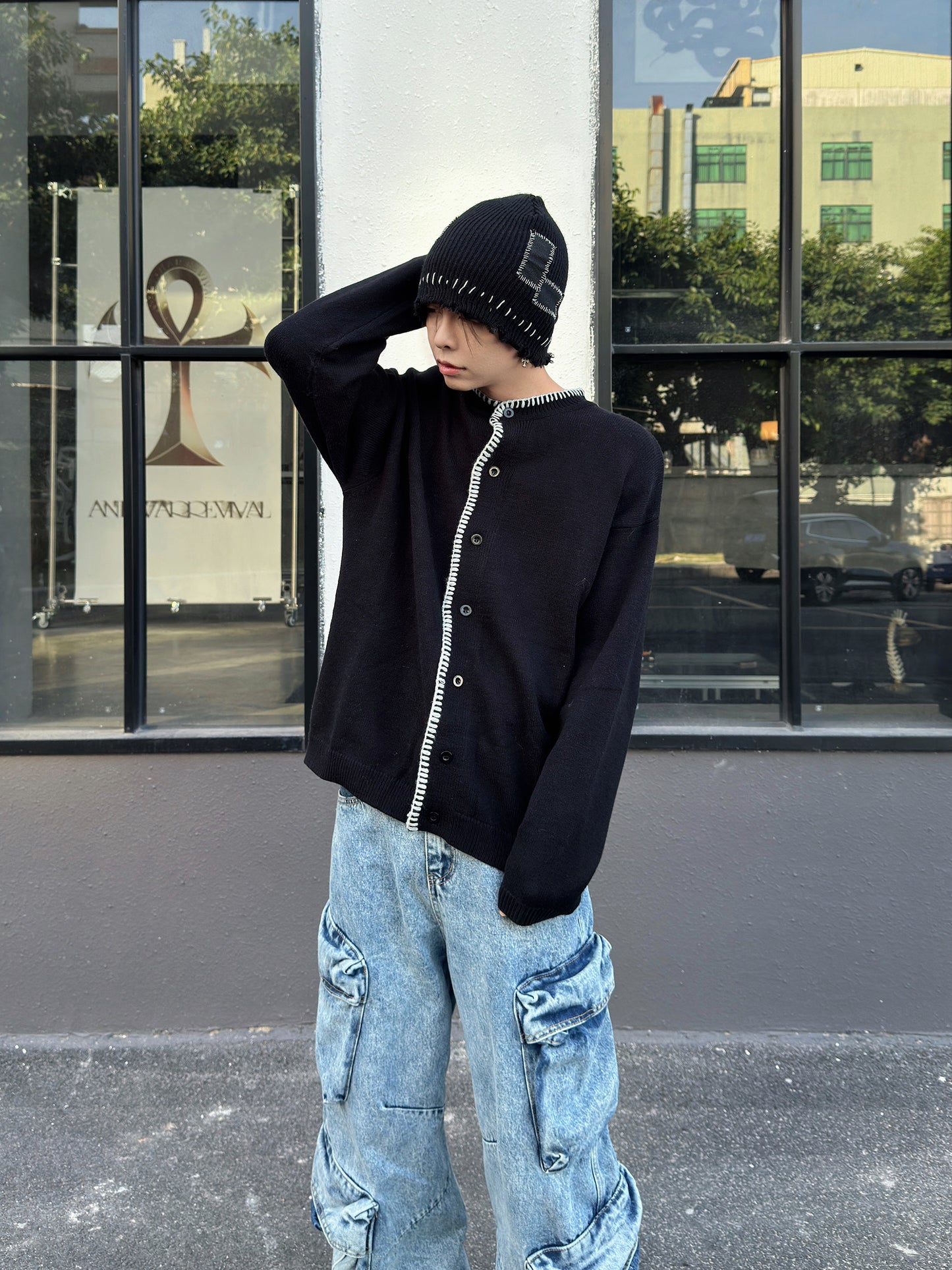 Hand Stitching Minimal Knit Cardigan WN22997