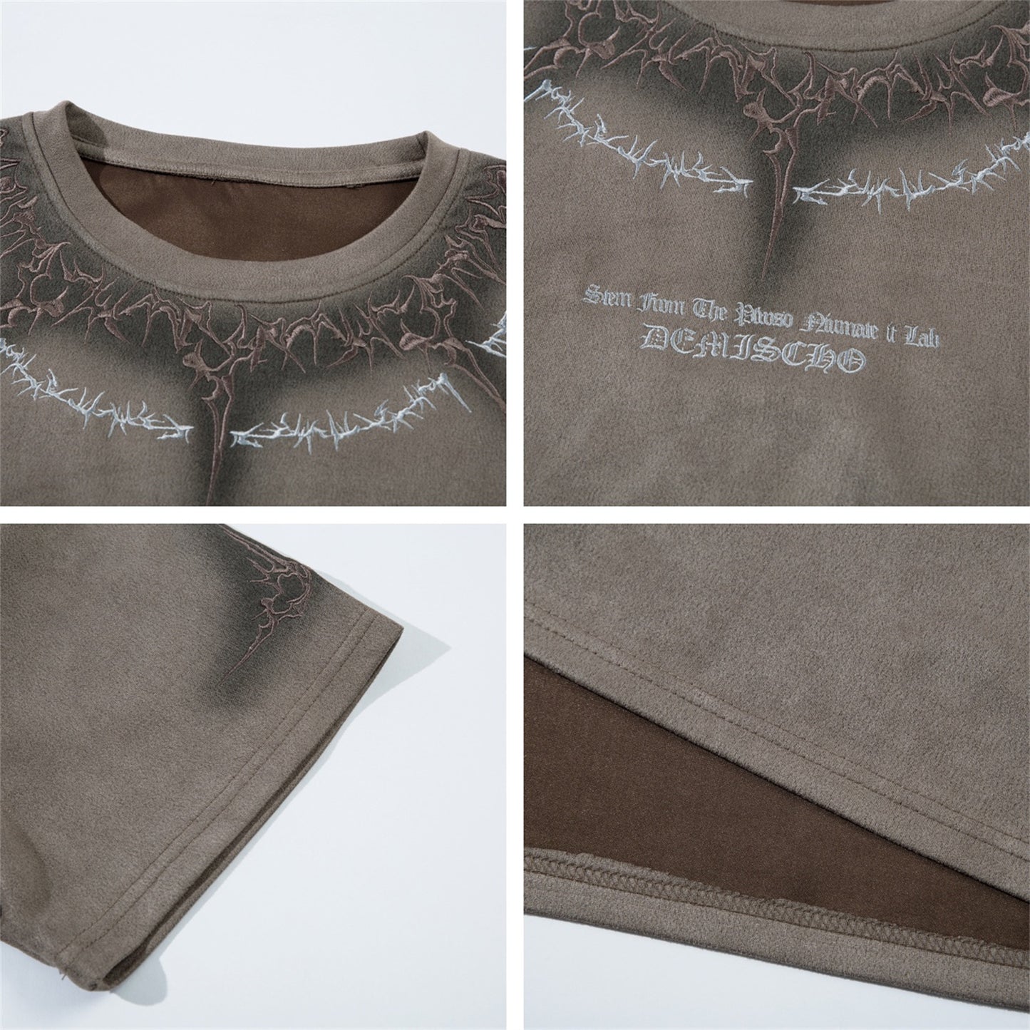 Embroidery Suede Oversize Short Sleeve T-Shirt WN16222